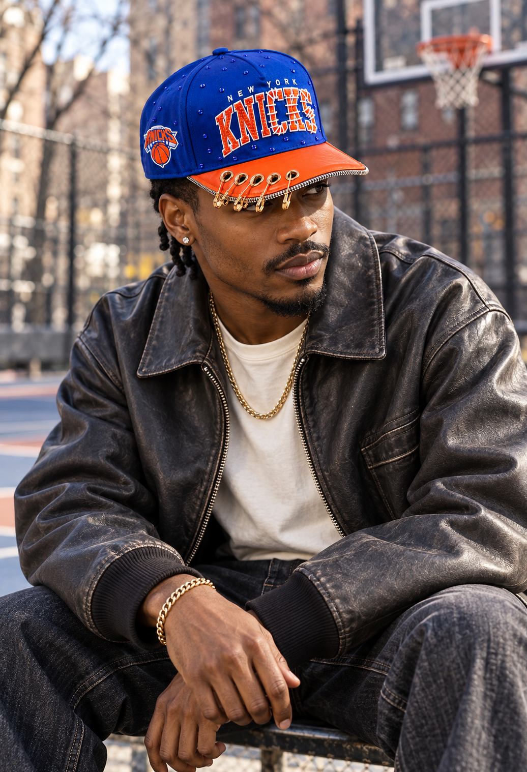 LuxeBrim edition No. 063, The Marquee, a cap set with sparkling rhinestones